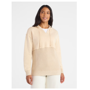 Women's and Women's Plus Fashion Mixed Media Hoodie